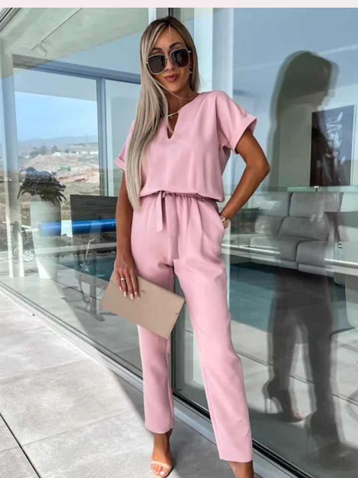 Women's elegant Patty jumpsuit, ideal party outfit. Features a flattering V-neck, wide leg & comfortable fit.
