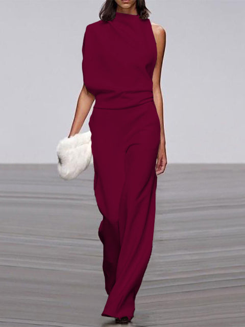 Women's comfy wide leg jumpsuit, sleeveless design for effortless summer style.