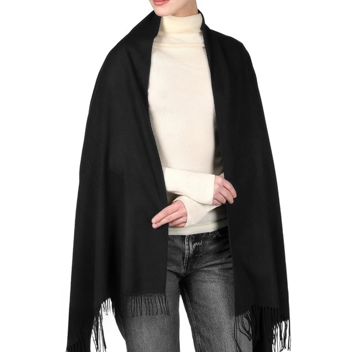 Versatile cashmere-feel pashmina scarf for women, a cozy and fashionable winter accessory or gift.