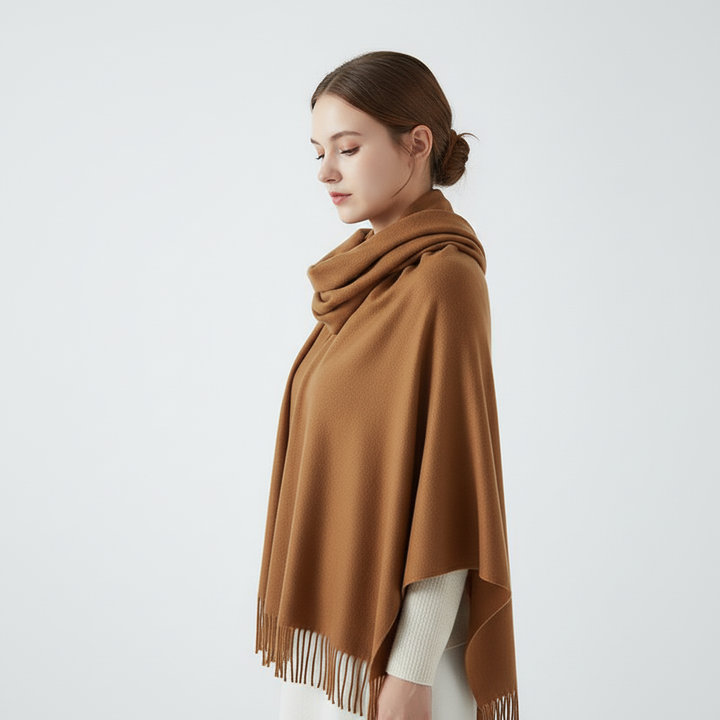 Premium women's cashmere scarf, soft to the touch, adorned with a delicate diamond pattern