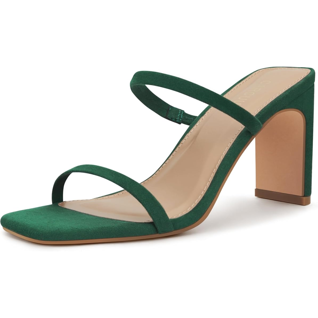 Elegant women's square toe block heel sandals, Eline style, for parties