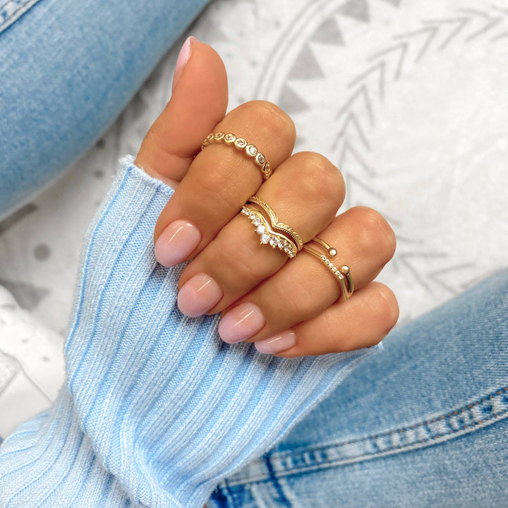 Stylish gold-plated leaf ring for women. Delicate nature-inspired sterling silver fashion jewelry, elegant gift for her.