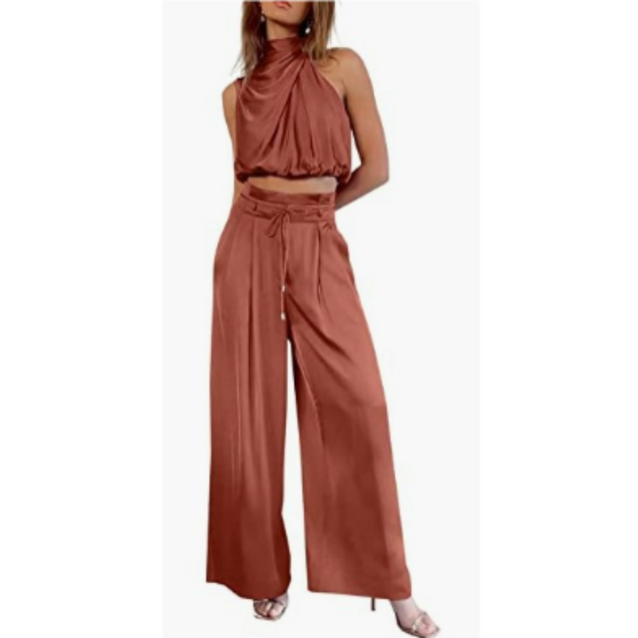 Effortless women's summer jumpsuit. Stylish & comfortable full-length outfit with a relaxed fit for versatile wear.