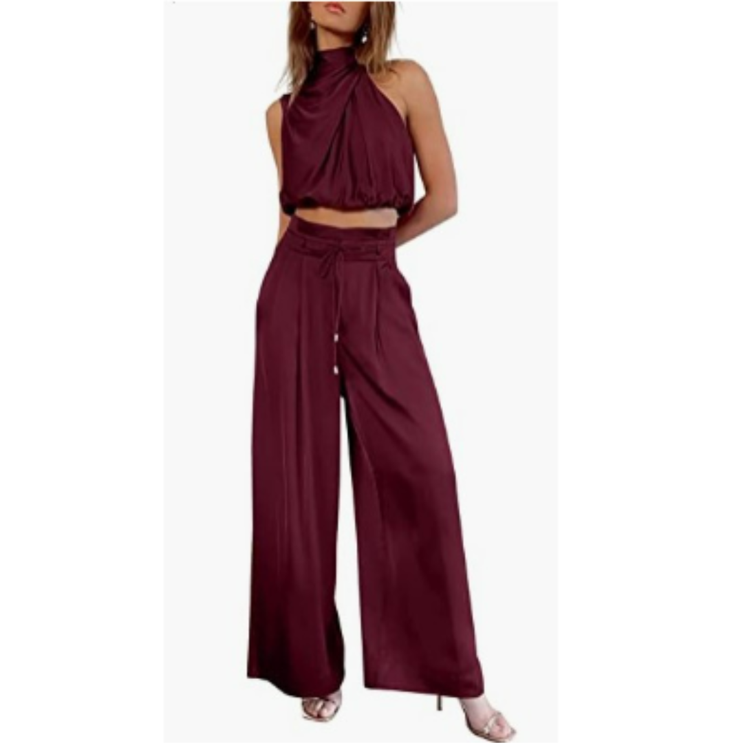 Chic women's summer jumpsuit. Comfortable relaxed fit, full-length, and stylish. A versatile and elegant warm-weather outfit.