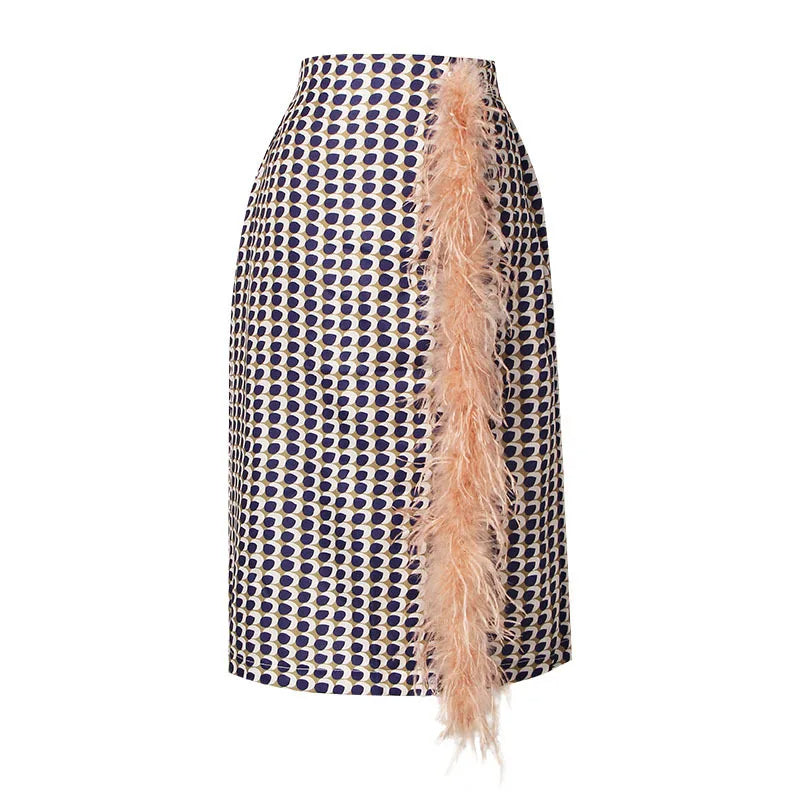 Maurelle elegant women's two-piece summer skirt set with belt, stylish formal wear.
