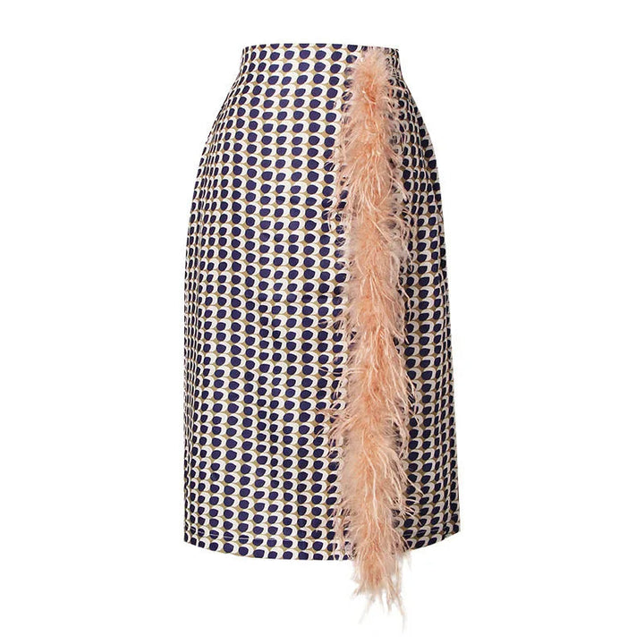 Maurelle elegant women's two-piece summer skirt set with belt, stylish formal wear.