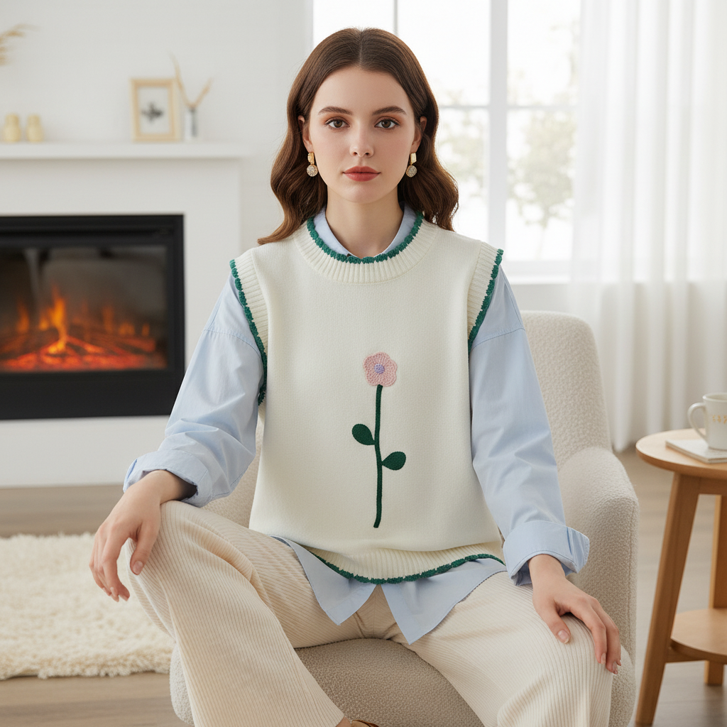 Elegant women's three-piece cardigan set in cozy polyester blend, perfect for winter loungewear.