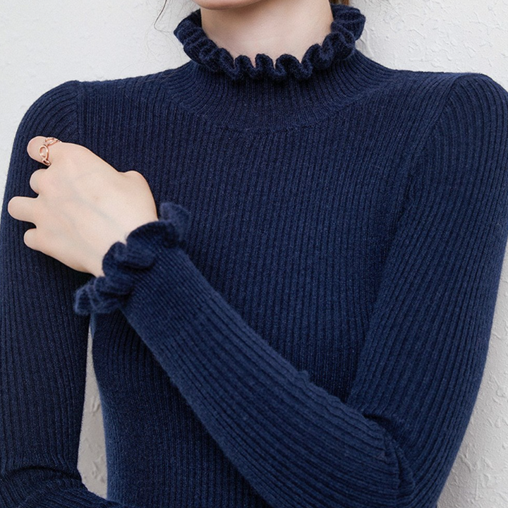 Luxurious women's turtleneck sweater. Elegant, cozy long-sleeve jumper, perfect for chic fall/winter fashion.