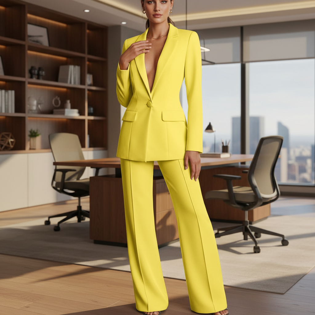 Elegant women's two-piece blazer & trouser set 'Elena' in black, perfect for office wear