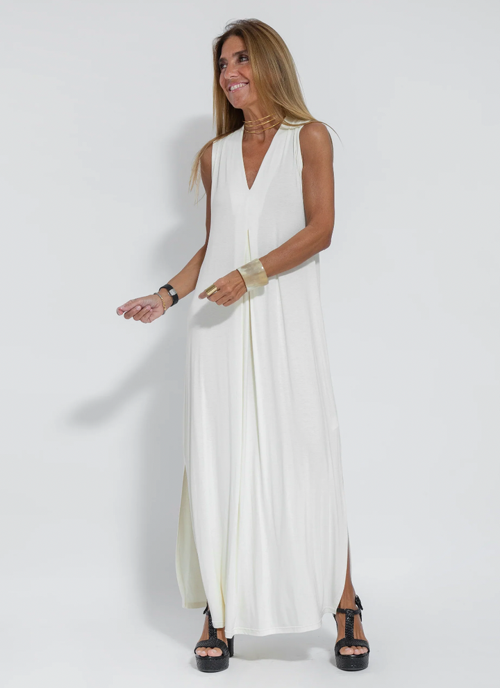 Complete women's two-piece dress & tailored vest set. Ideal for formal events or elegant casual wear.