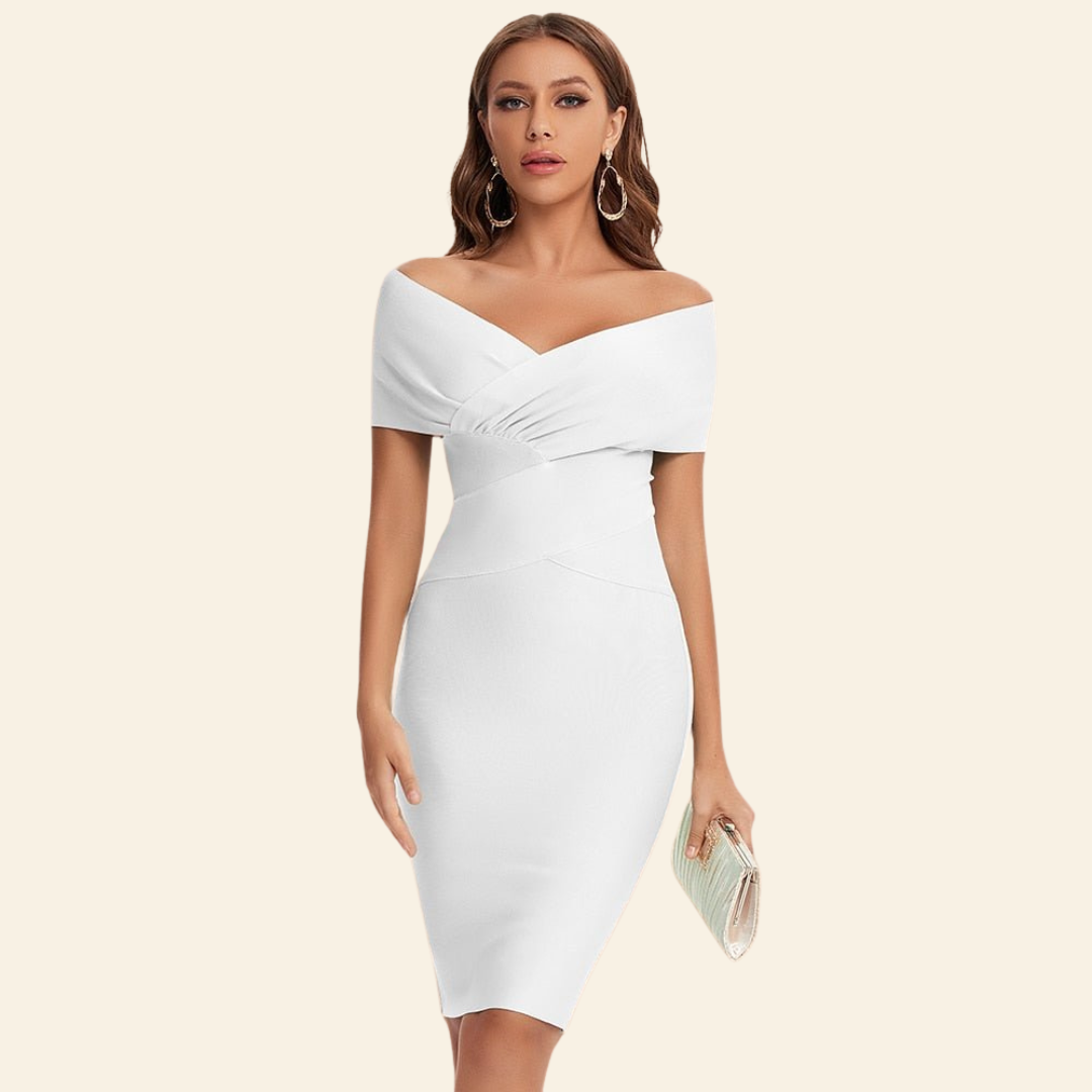 Elegant V-neck bodycon bandage dress for women's fashion, perfect for evening wear & special occasions.