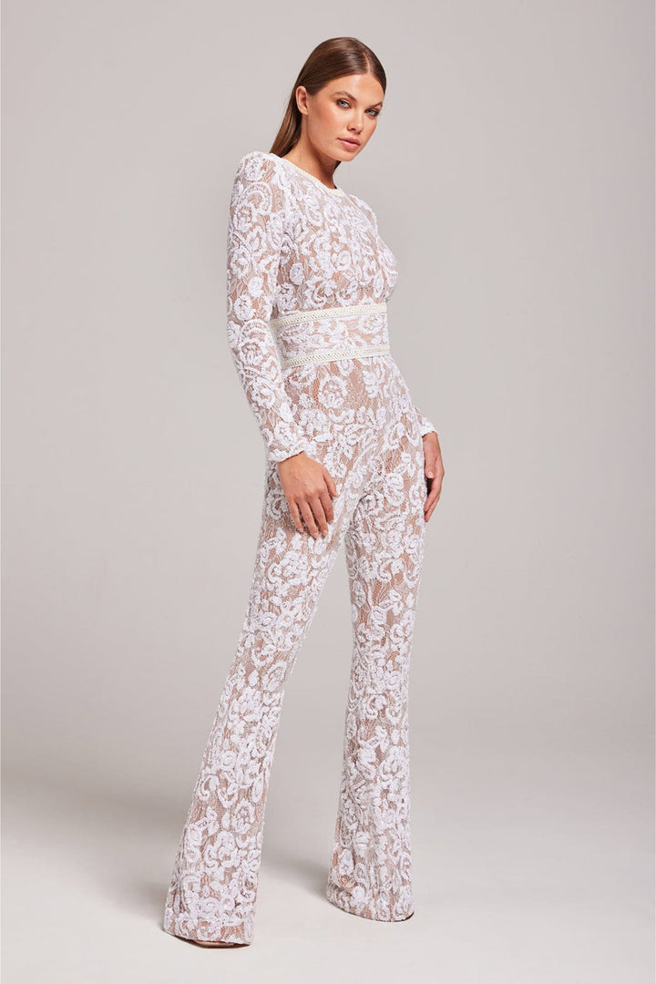Fashionable V-neck jumpsuit for women, offering an elegant and chic look for evening and party wear.