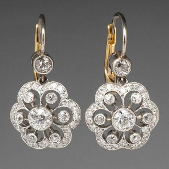 Elegant women's vintage crystal mandala drop earrings. Spiritual, sparkling jewelry for a sophisticated look.