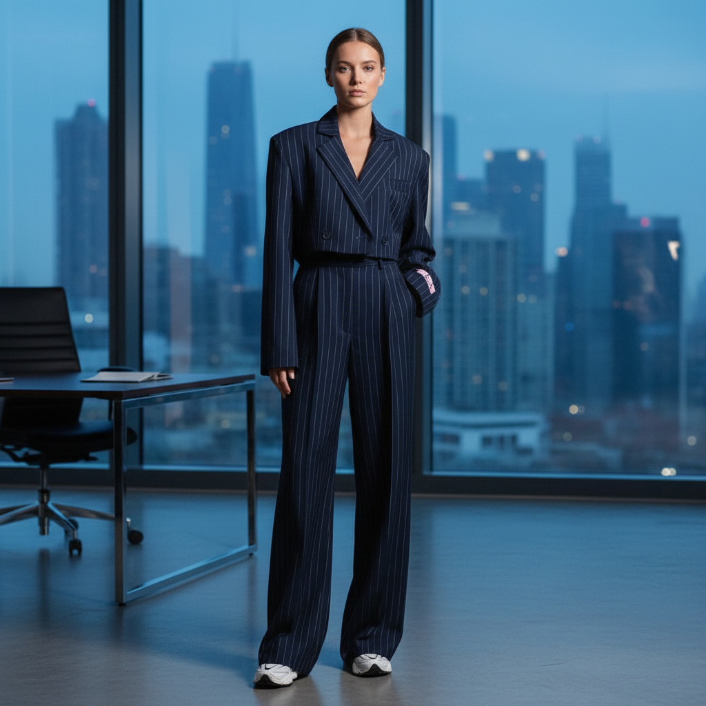 Elegant women's white trouser suit set, tailored fit for professional business attire, Regina