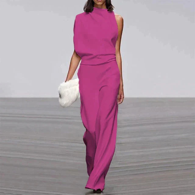 Comfortable women's wide-leg jumpsuit, a versatile statement piece for casual summer days or chic evening wear.