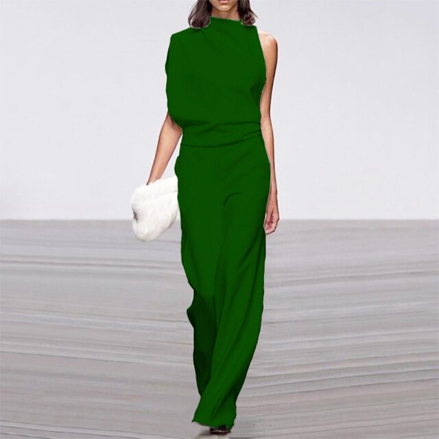 Stylish women's wide-leg jumpsuit, perfect elegant party wear. Sleeveless design offers chic comfort for evenings.