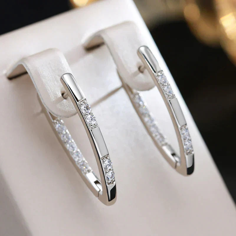 Sparkling zirconia earrings for women, an elegant gold & silver gift, perfect fashion accessory with drop design.
