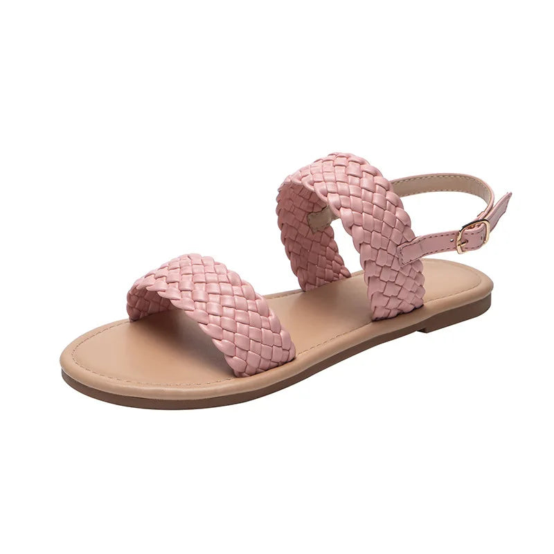 Elina vegan leather flat summer sandals, providing comfort and grip with their non-slip sole.