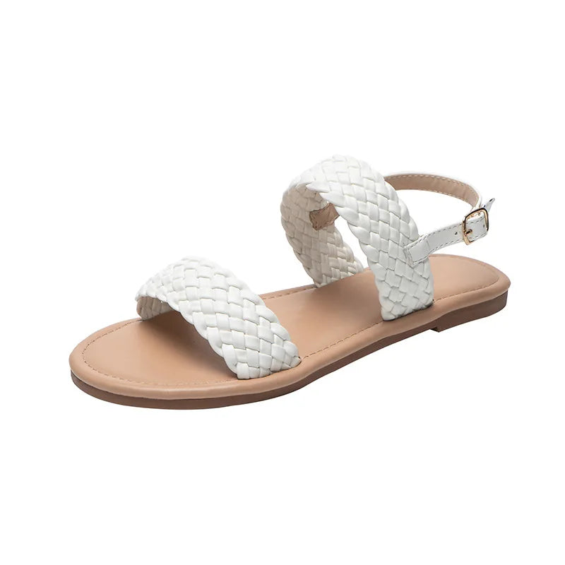 View of Elina women's flat summer sandals from the side, highlighting the non-slip sole and casual style.