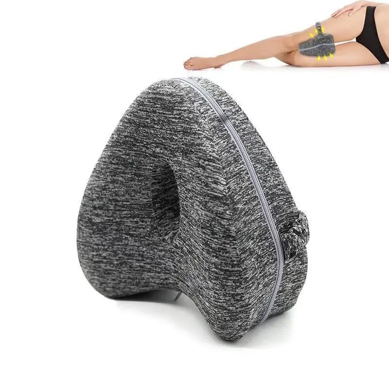 Sciatica relief leg cushion. Ergonomic design supports spinal alignment, reducing back & knee pain for better posture.