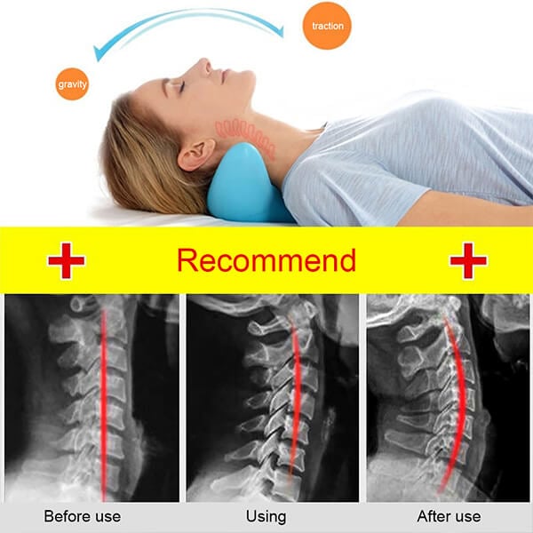 Comfortable ergonomic neck cushion for deep neck massage, pain and stress relief, and improved posture.