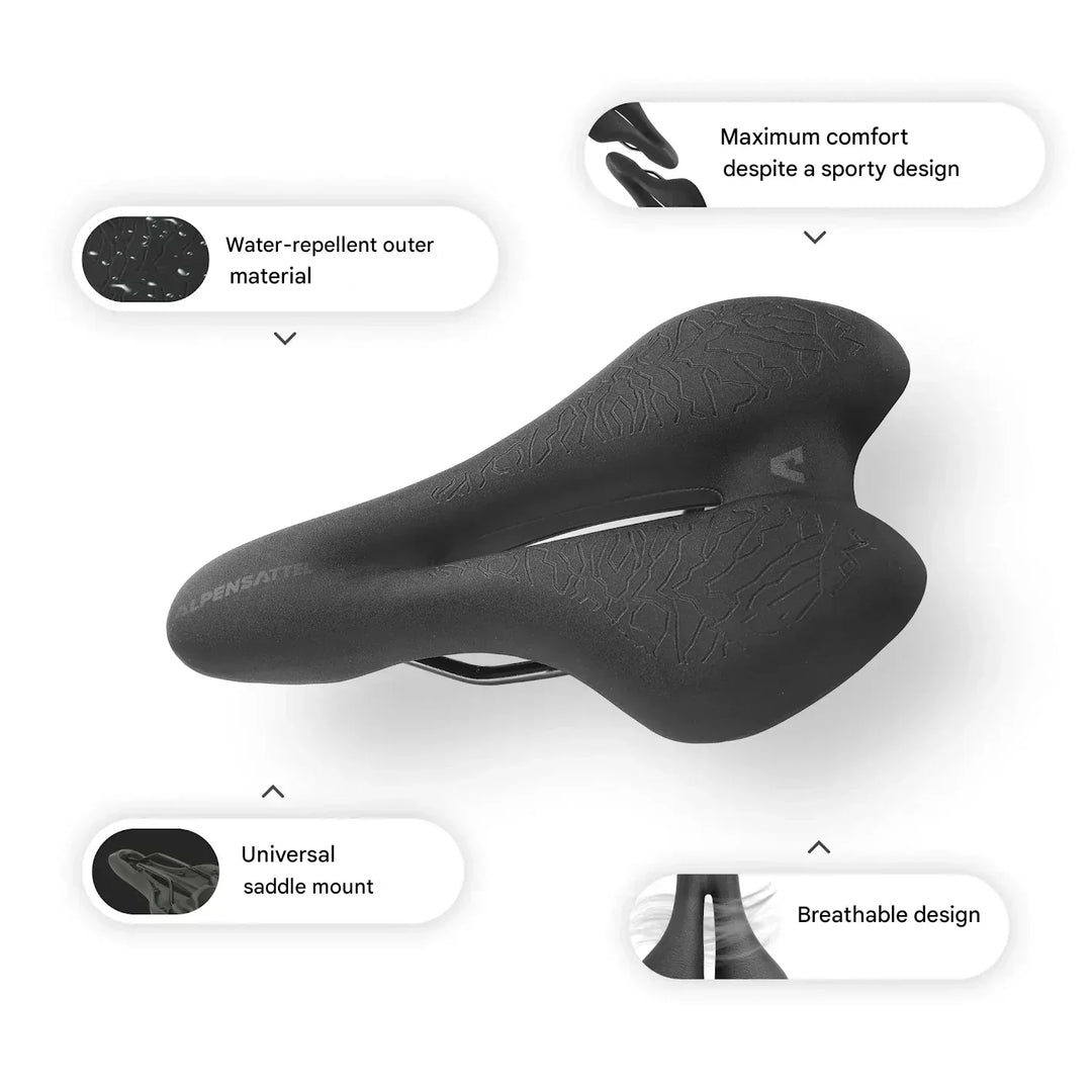 Unisex ergonomic bicycle saddle featuring pressure-relieving memory foam and breathable design for road and MTB.