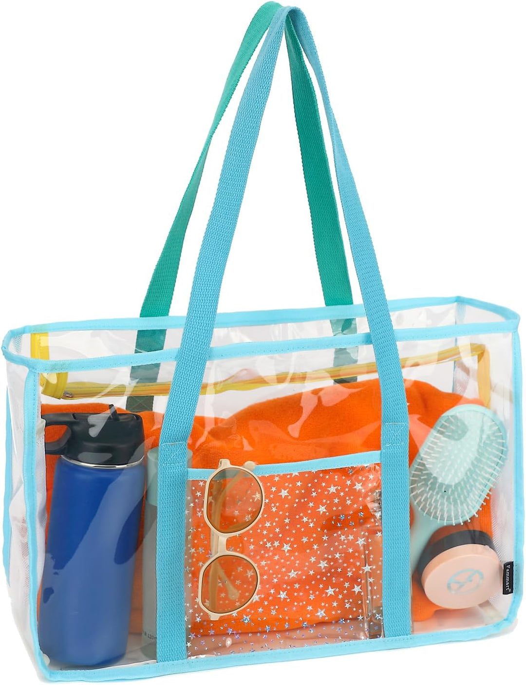 Extra large sandproof clear mesh beach tote, perfect for beach essentials