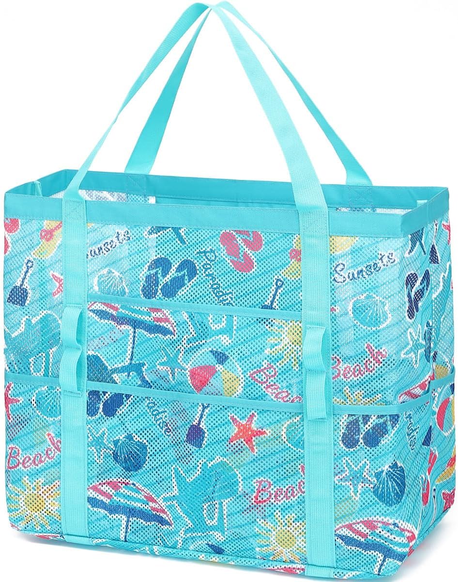 Extra large clear mesh pool tote, perfect for organizing swim lessons gear