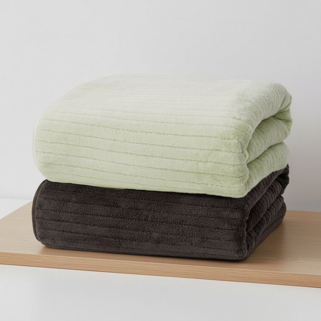 Luxury extra large microfiber bath towel set, neatly stacked, highlighting its absorbent and quick-dry qualities.