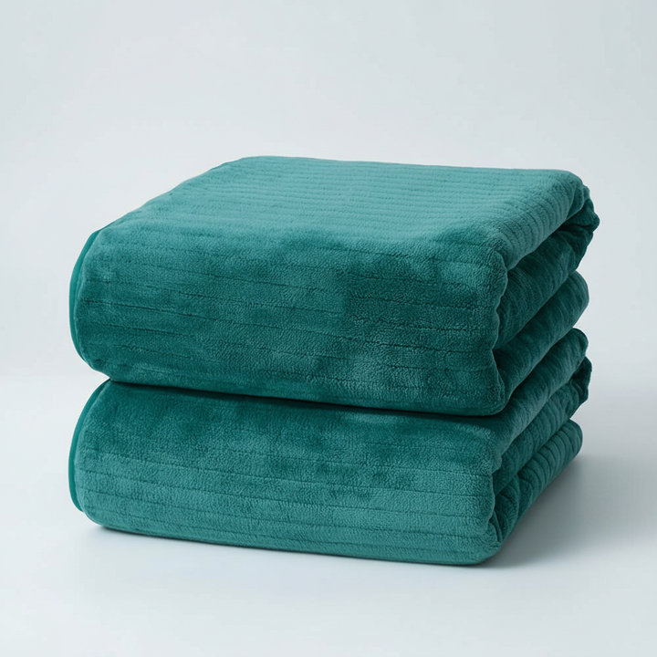 Stylized image of an extra large microfiber bath towel set, light grey, showcasing its premium and soft touch.