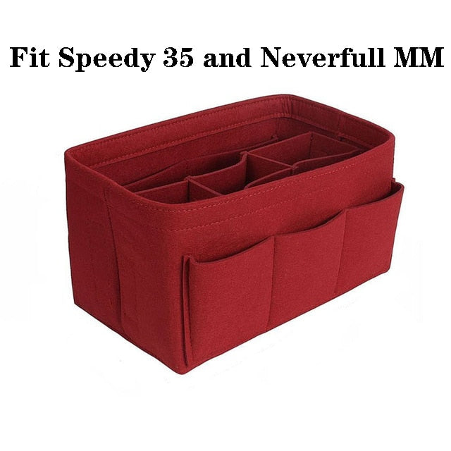 High-quality felt handbag accessory, a 13-pocket organizer for women's bags and essentials.