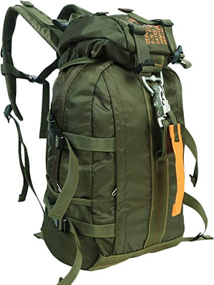Unisex outdoor tactical backpack in black, showcasing multiple compartments for travel and camping