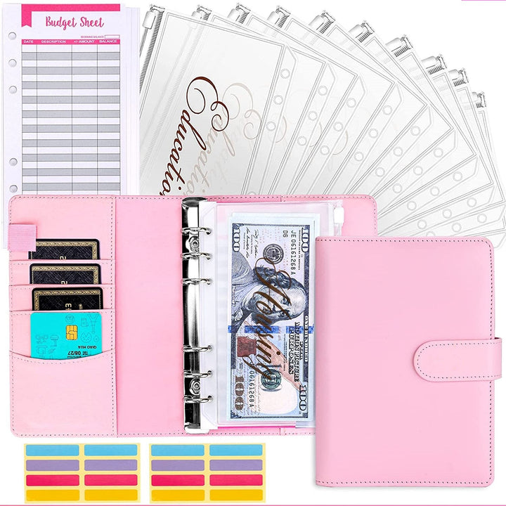 Organize your finances with this durable PU leather budget binder, cash envelopes, & expense tracker.