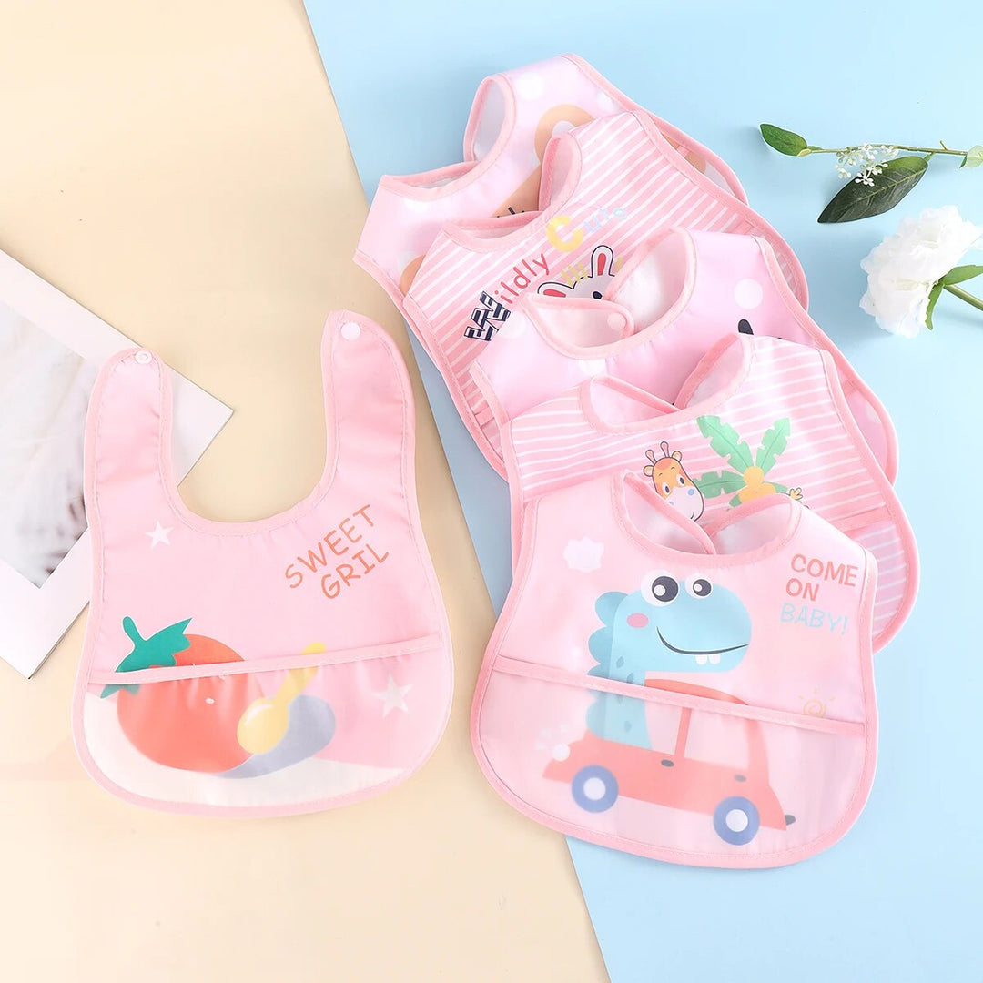 Waterproof baby bib in blue, adjustable and durable, ideal for feeding and mealtime spill protection