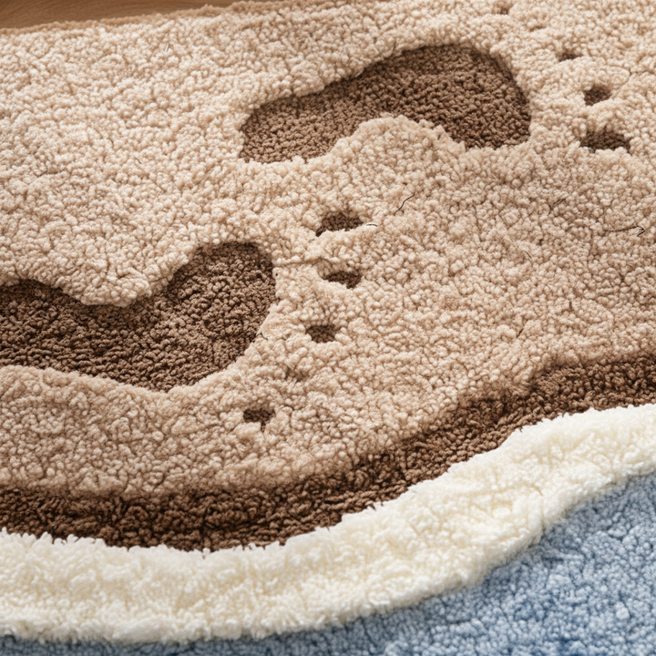 Close-up of the FjordFluff plush bathroom rug, showcasing soft texture and quality.