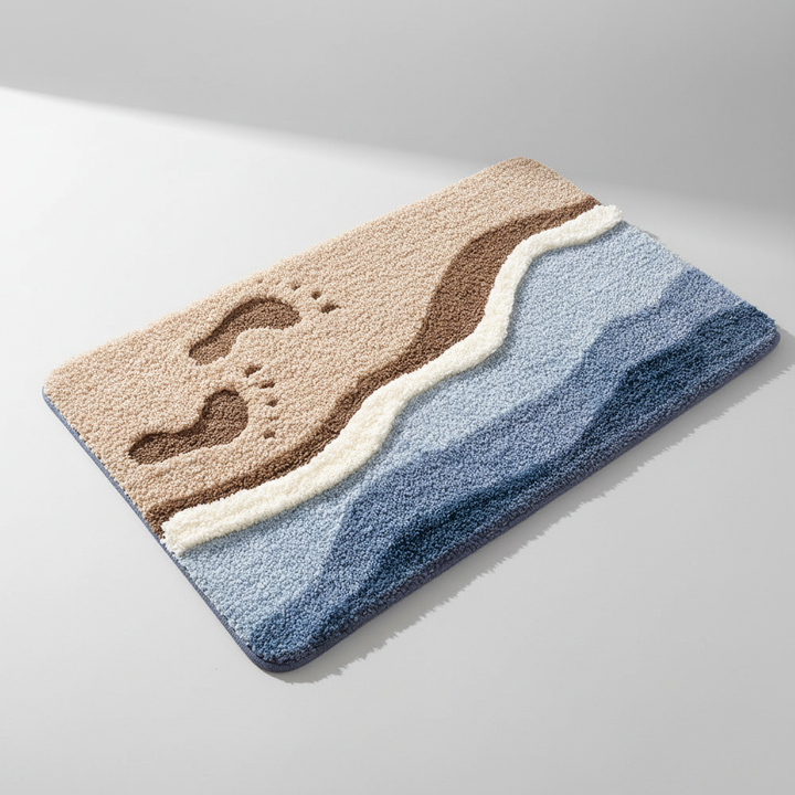 Unisex FjordFluff soft plush floor mat, non-slip design enhances safety and comfort in bathroom.