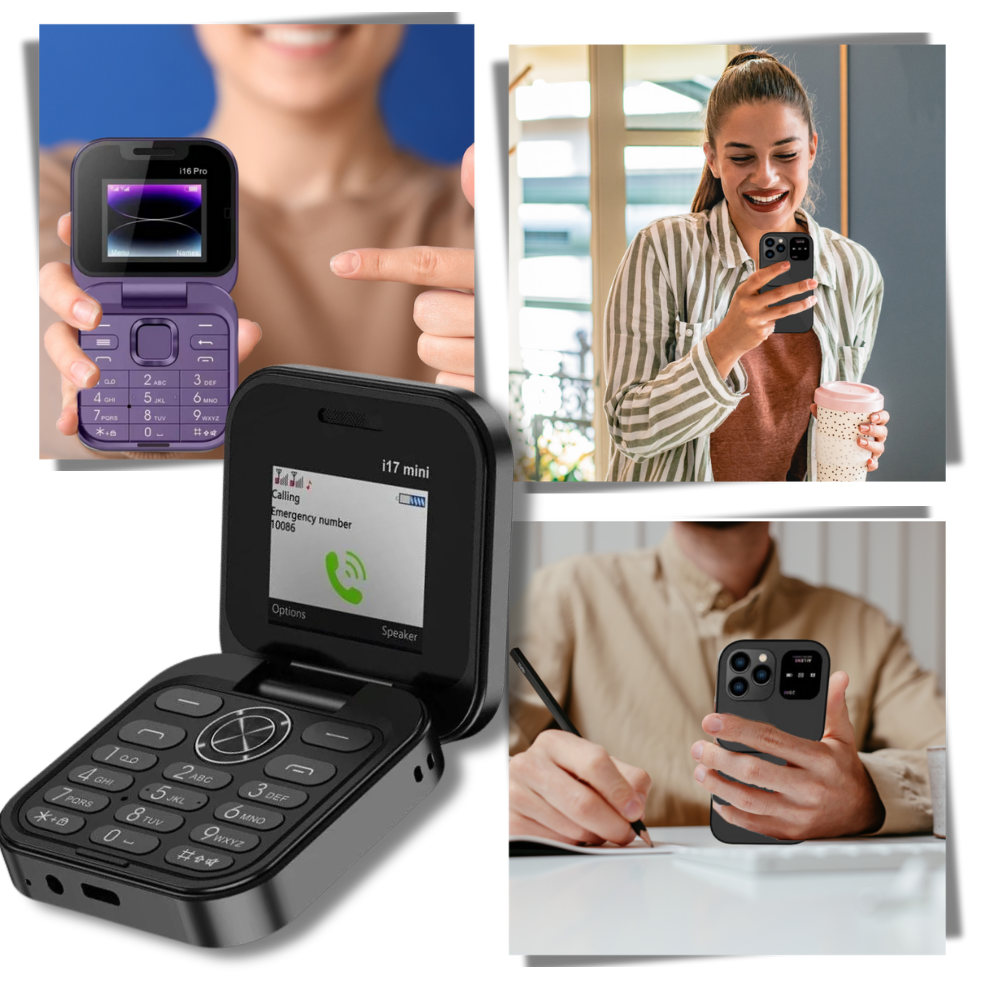 FlexFold dual SIM flip phone with HD camera lens visible, ready for crisp photos