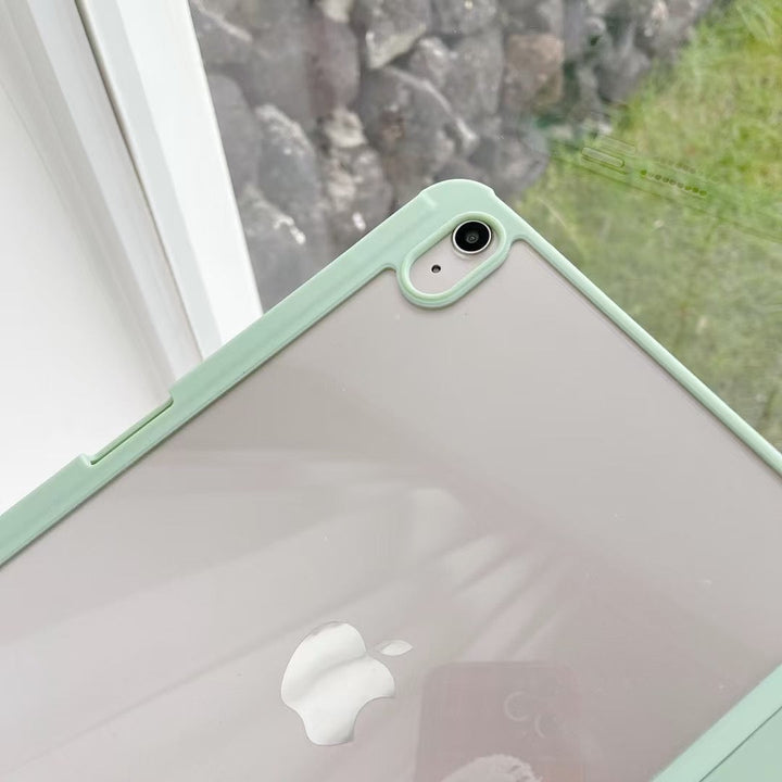 iPad accessory: FlexFold Silicone Smart Case, demonstrating stand functionality for comfortable viewing or typing