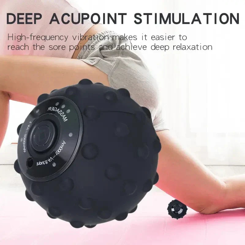 Textured surface of FlexiRoll vibrating massage ball with active heat therapy, close-up shot