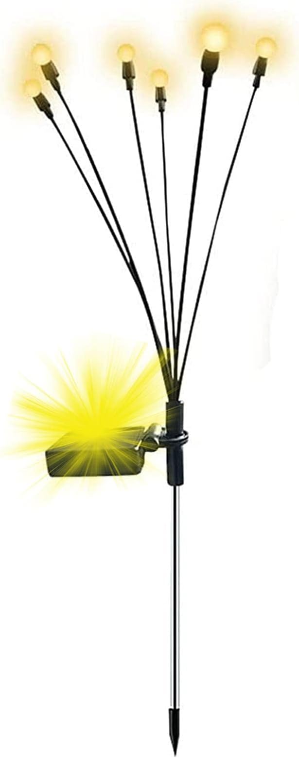 Swaying solar firefly garden lights illuminate pathways, adding enchanting outdoor decor. Weatherproof, LED lighting.