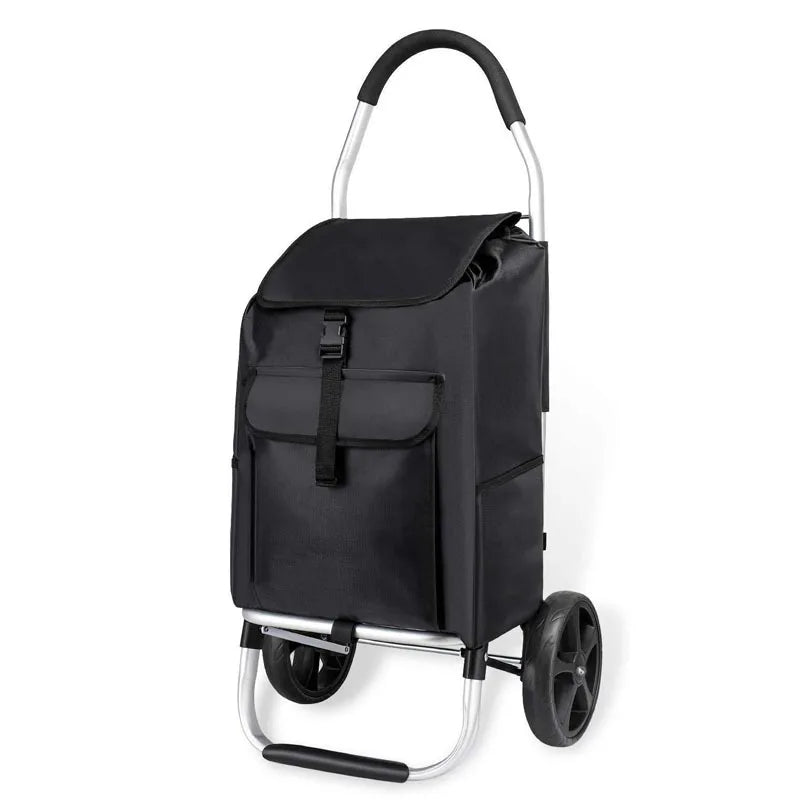 Foldable aluminum shopping trolley, CarryEase, for easy grocery transport and daily errands