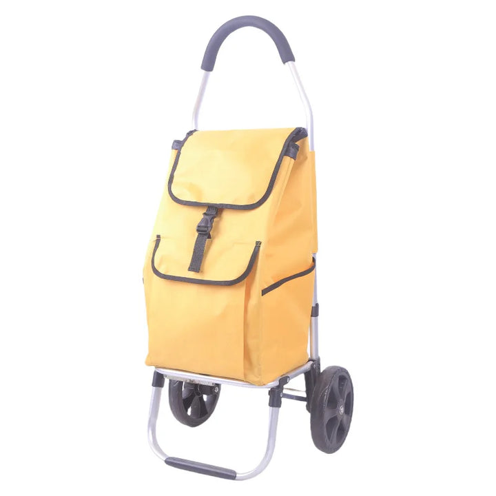 Foldable aluminum trolley for shopping, perfect for easy storage and on-the-go utility