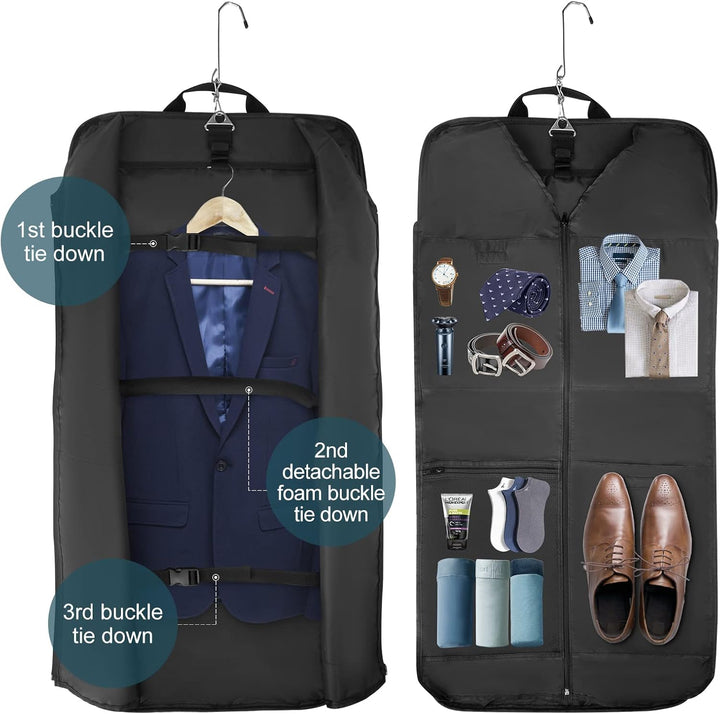 Unisex waterproof garment travel bag, folded for compact storage, ideal for business trips
