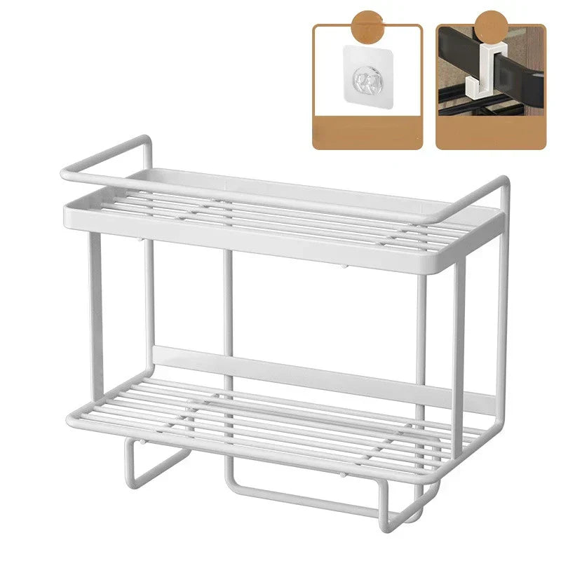 Black wrought iron LooShelf freestanding bathroom shelf, providing convenient storage above the toilet without drilling.