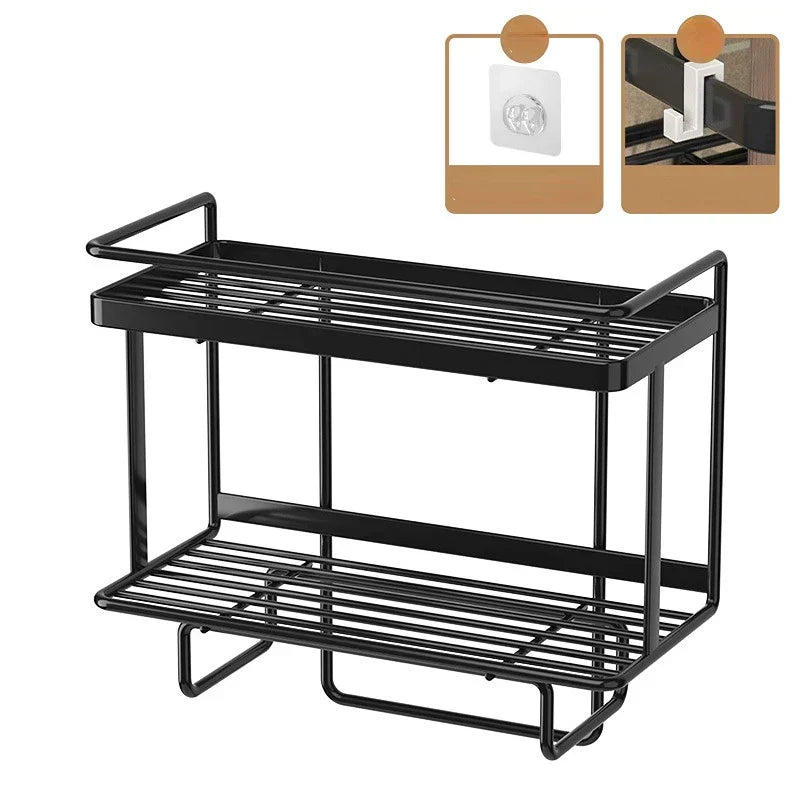 Detailed view of LooShelf's wrought iron construction, showing sturdy build for bathroom storage