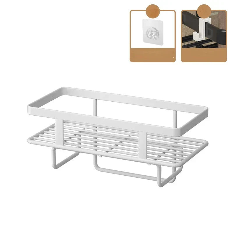 Installation view of the LooShelf, a simple no-drill solution for over-toilet storage & organization