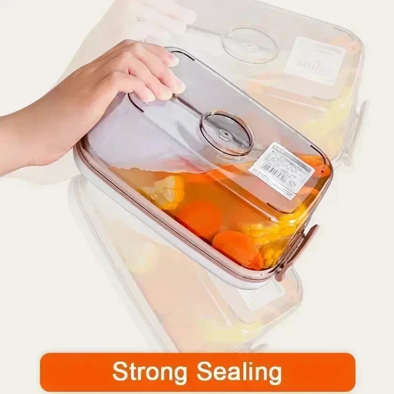 Reusable FreshLock transparent vacuum storage box, perfect for dry goods and extending food freshness.
