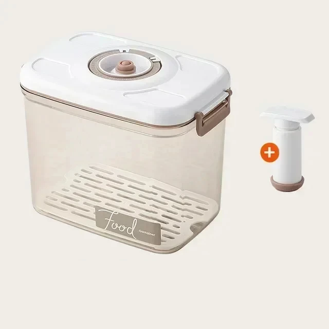FreshLock food vacuum storage box, clearly showing the transparent design and essential hand pump.