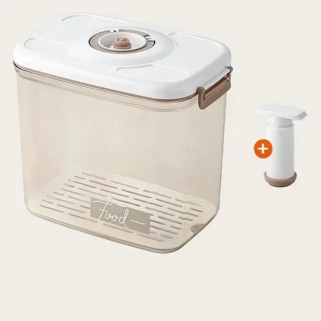 Extend food shelf life with FreshLock transparent vacuum container, featuring a simple hand pump.