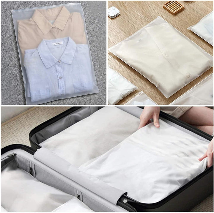 Frosted storage solution: 20 reusable garment sleeves for efficient closet & travel organization.